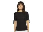 Lauren Ralph Lauren Tie-sleeve Cotton Top (polo Black) Women's Clothing