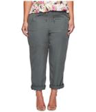 B Collection By Bobeau Plus Size Magnolia Rolled Tab Crop Pants (green) Women's Casual Pants