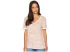 Nydj Printed Tie Sleeve V-neck T-shirt (paint Stripe Blaze) Women's T Shirt