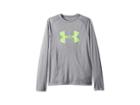 Under Armour Kids Big Logo Long Sleeve Tee (big Kids) (steel Light Heather/quirky Lime) Boy's T Shirt