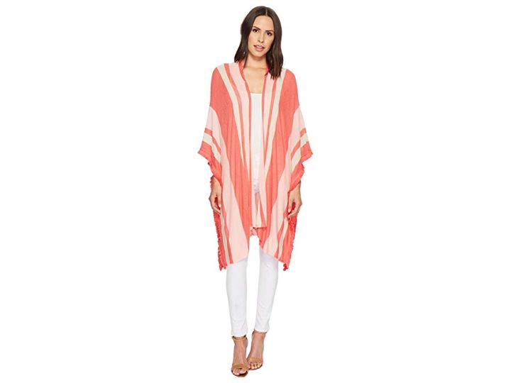 Echo Design Lagoon Lace Ruana (coral) Women's Clothing