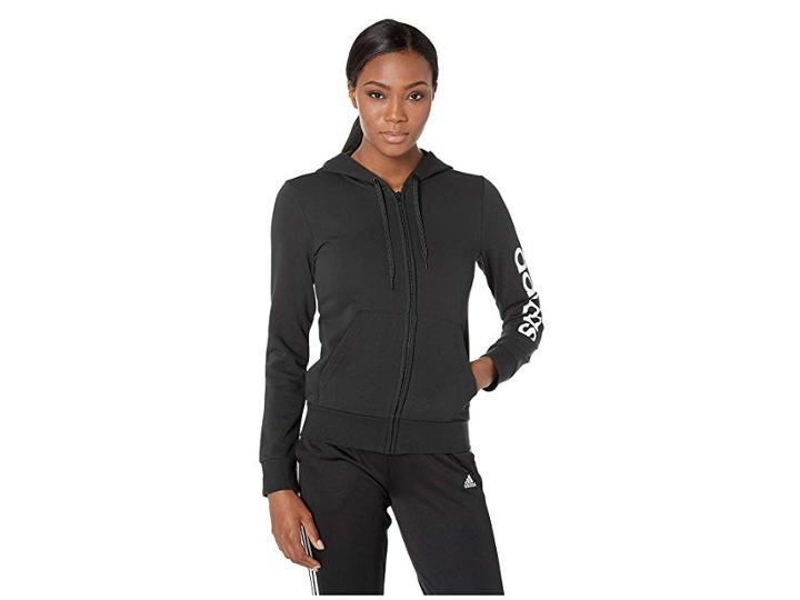 Adidas Essentials Linear Full Zip Hoodie (black/white 1) Women's Sweatshirt