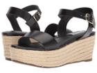 Steve Madden Busy Platform Espadrille Sandal (black Leather) Women's Shoes