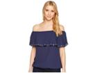 Michael Michael Kors Ruffle Off Shoulder Top (true Navy) Women's Clothing