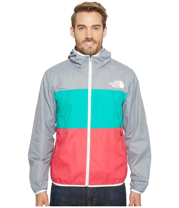 The North Face Telegraph Wind Jacket (mid Grey/spectra Green/raspberry Red) Men's Coat