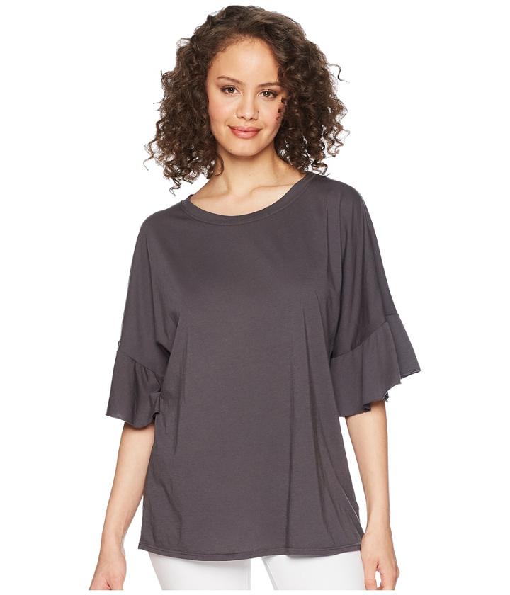 Lamade Erin Ruffle Sleeve Tee (raven) Women's T Shirt