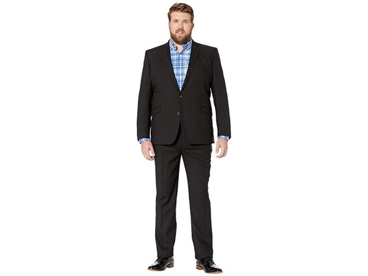 Kenneth Cole Reaction Big Tall Techni-cole Open Bottom Suits (solid Black) Men's Suits Sets