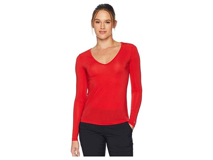 Jamie Sadock Sunsense(r) Long Sleeve Layering Top (joy Ride Red) Women's Long Sleeve Pullover