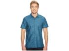 Perry Ellis Short Sleeve Solid Slub Texture Shirt (blue Wing Teal) Men's Clothing