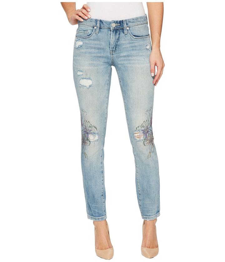 Blank Nyc Floral Detail Distressed Skinny In Going Digital (going Digital) Women's Jeans