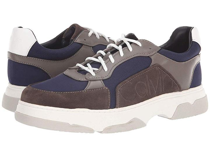 Calvin Klein Penley (grey Stone/night Scape Smooth Calf Leather) Men's Lace Up Casual Shoes