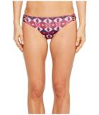 Roxy Strappy Love Reversible 70's Bikini Bottom (grape Wine Gerona Nights) Women's Swimwear