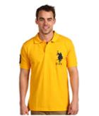 U.s. Polo Assn. Solid Polo With Big Pony (yellow/navy Pp) Men's Short Sleeve Pullover