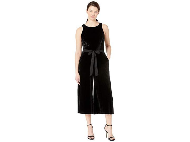 Gabby Skye Stretch Flat Velvet Jumpsuit (black) Women's Jumpsuit & Rompers One Piece