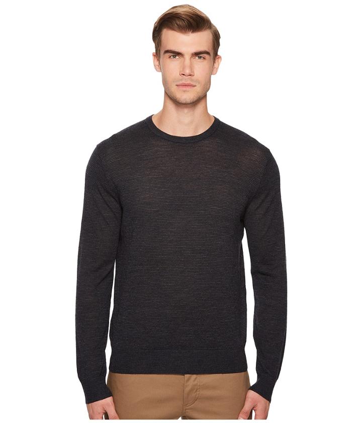 Vince Striped Crew Neck Sweater (new Coastal/heather Charcoal) Men's Sweater