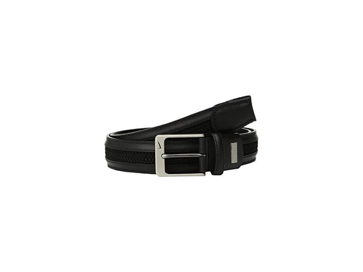Nike Leather/woven G-flex (black) Men's Belts