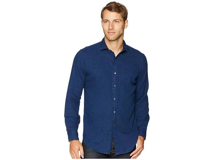 Polo Ralph Lauren Indigo Twill Long Sleeve Sport Shirt (dark Indigo) Men's Clothing