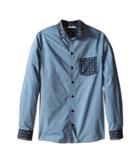 Dolce & Gabbana Kids Contrast Collar/pocket Shirt (big Kids) (denim Print) Boy's Clothing