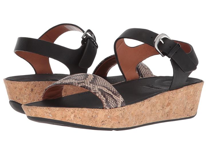 Fitflop Bon Ii Back Strap Sandals (taupe Snake/black) Women's Sandals