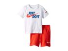 Nike Kids Just Do It Short Sleeve T-shirt And Shorts Set (toddler) (habanero Red) Boy's Active Sets