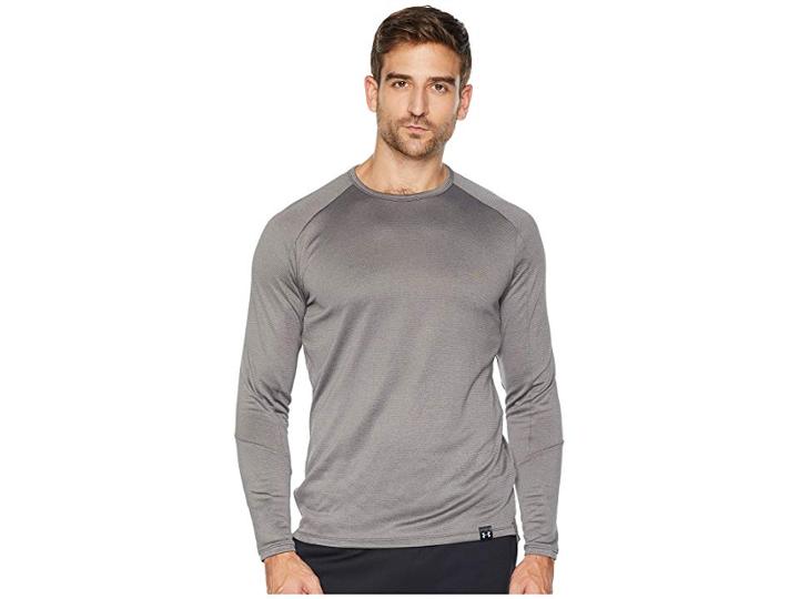 Under Armour Lighter Longer Long Sleeve Crew (charcoal Light Heather/black) Men's Clothing