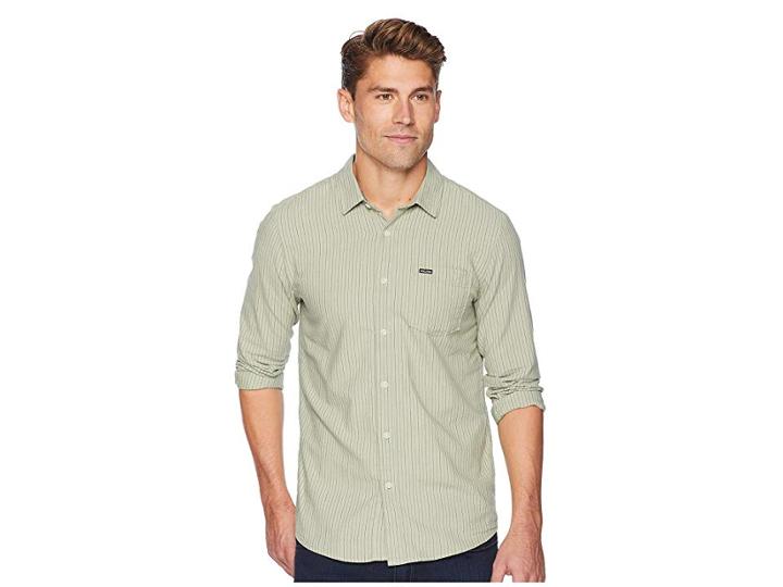 Volcom Toner Stripe Long Sleeve (sage) Men's Clothing