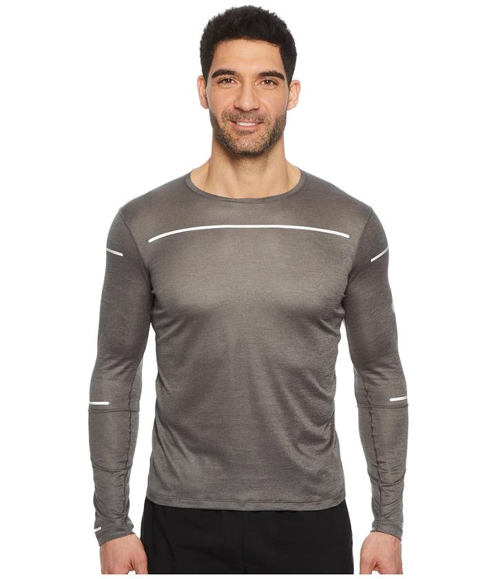 Asics Lite-show Long Sleeve Top (dark Grey) Men's Long Sleeve Pullover