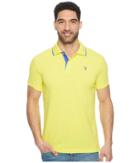 U.s. Polo Assn. Short Sleeve Slim Fit Solid Stretch Pique Polo Shirt (laser Yellow) Men's Clothing