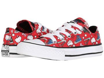 Converse Kids Hello Kitty(r) Chuck Taylor(r) All Star(r) Ox (little Kid) (fiery Red/black/white) Girls Shoes