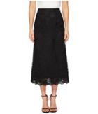 Marchesa Blush Corded Tea Length Lace A-line Skirt (black) Women's Skirt