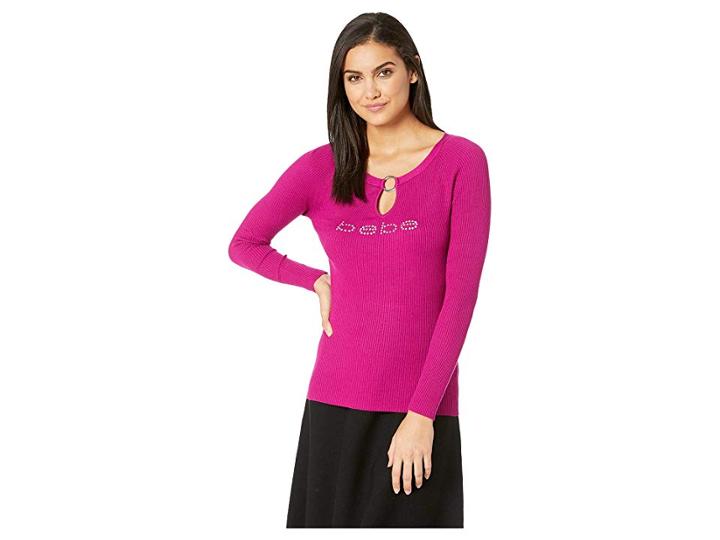 Bebe O-ring Logo Sweater (festival Fuchsia) Women's Sweater