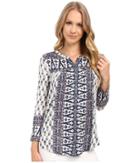 Lucky Brand Wood Block Printed Top (natural Multi) Women's Clothing