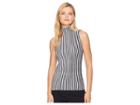 Kenneth Cole New York Striped Mock Sweater (black/white) Women's Sweater