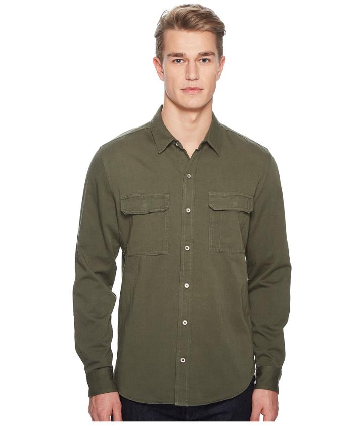 Baldwin Wallace Shirt (military Green) Men's Long Sleeve Button Up