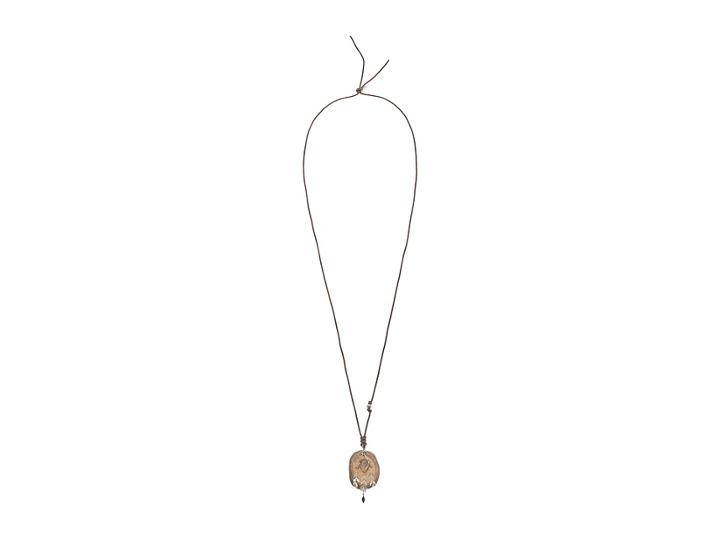 Chan Luu Large Single Stone Necklace On Leather With Chevron Accents (labradorite) Necklace