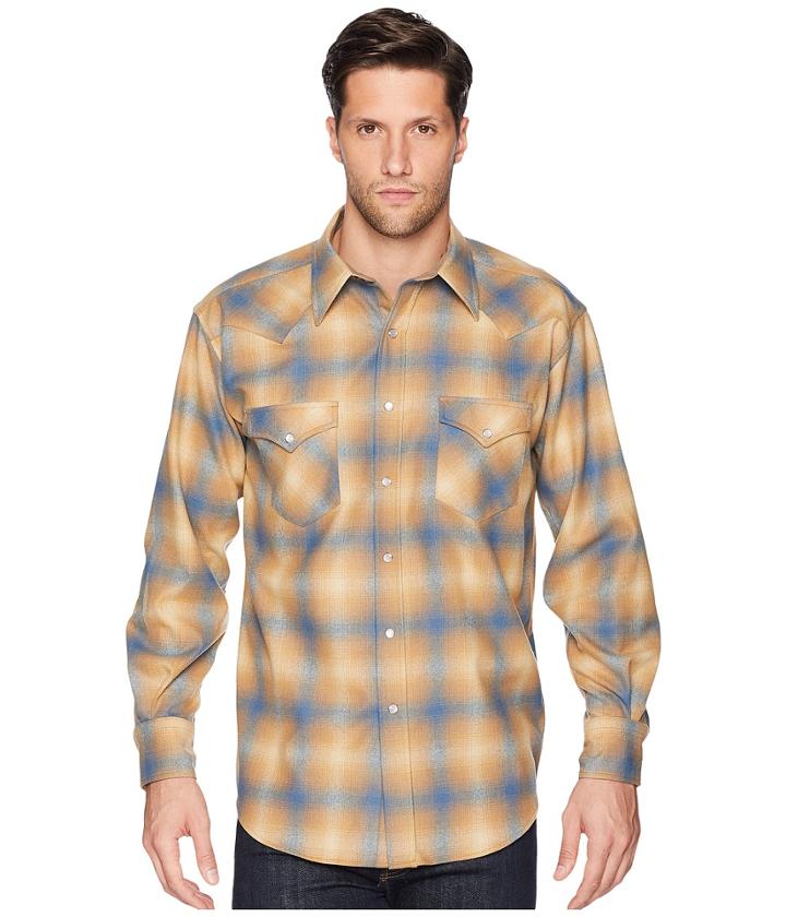 Pendleton L/s Canyon Shirt (tan/blue Ombre 1) Men's Long Sleeve Button Up