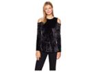 Michael Michael Kors Velvet Long Sleeve Cold Shoulder (black) Women's Clothing