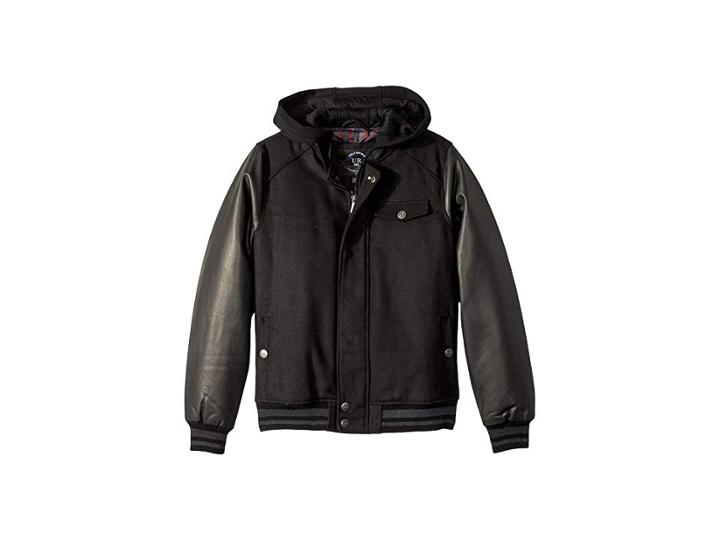 Urban Republic Kids Dylan Wool Varsity Jacket W/ Faux Leather Sleeves (toddler) (black) Boy's Coat