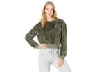 Juicy Couture Logo Patch Fur Pullover (dusty Olive) Women's Clothing