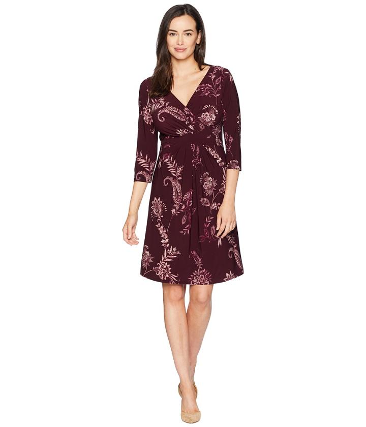 Chaps Forrest Germania Floral (winter Merlot) Women's Dress