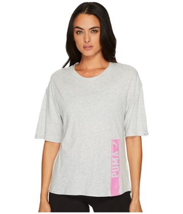 Puma Fusion Trend Tee (light Grey Heather) Women's T Shirt