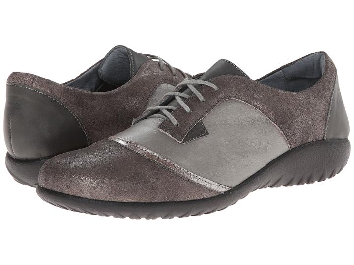 Naot Harore (rainy Gray Leather/gray Shimmer Leather/shadow Gray Nubuck) Women's Flat Shoes