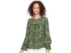 Michael Michael Kors Paisley Tier Sleeve Top (true Navy/green Apple Multi) Women's Clothing