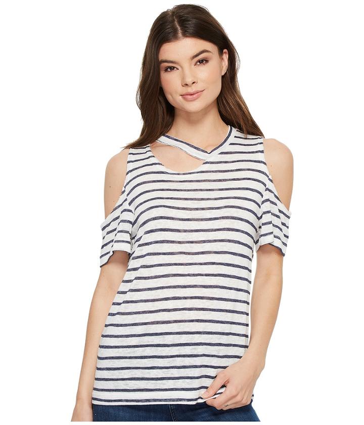 Lna Avalanche Striped Tee (navy/natural Stripe) Women's T Shirt