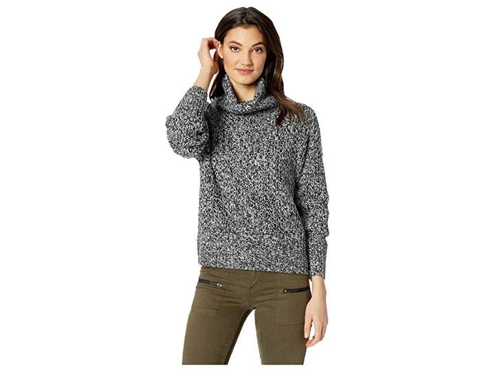 Sanctuary Roll Neck Sweater (black/winter White) Women's Sweater