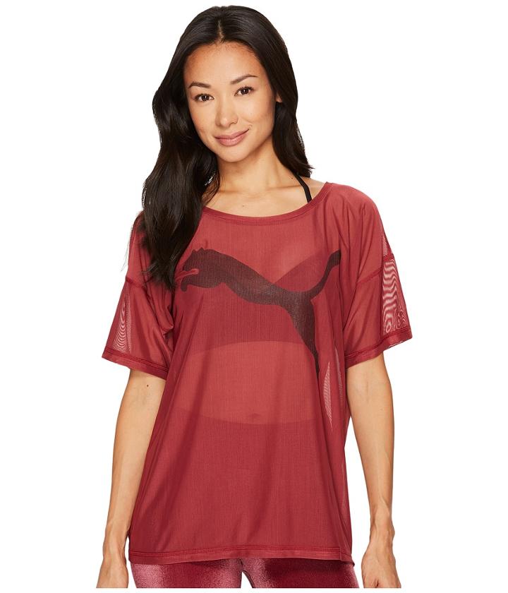 Puma Dancer Drapey T-shirt Mesh (cordovan) Women's T Shirt