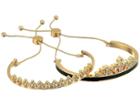 Guess Duo Bangle Slider Close With Stone Accents Jet, Gold (gold) Bracelet