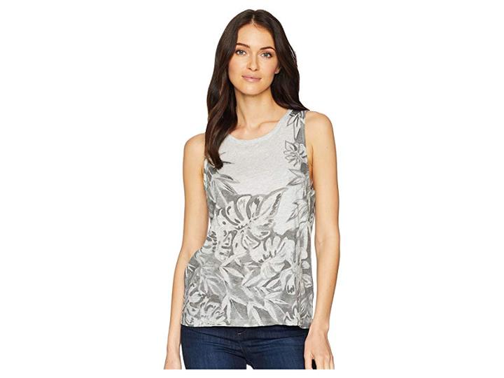 Lucky Brand Printed Floral Tank Top (grey Multi) Women's Sleeveless