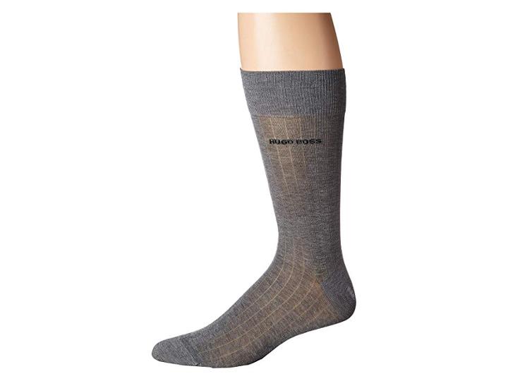 Boss Hugo Boss Peter Ribbed Dress Sock (medium Grey) Men's Crew Cut Socks Shoes
