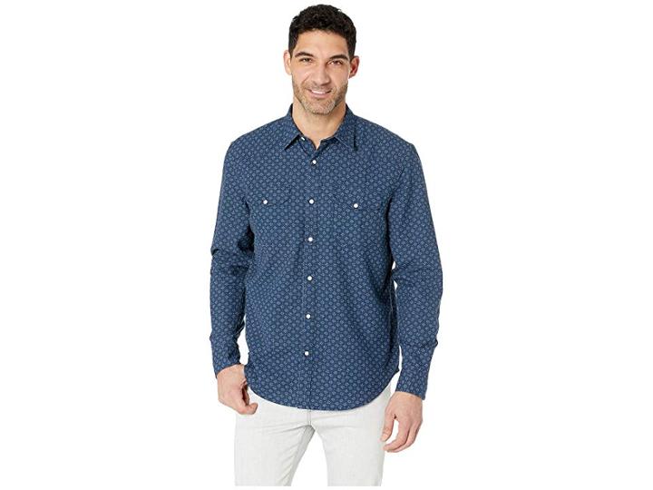 Lucky Brand Indigo Santa Fe Western Shirt (blue Print) Men's Clothing